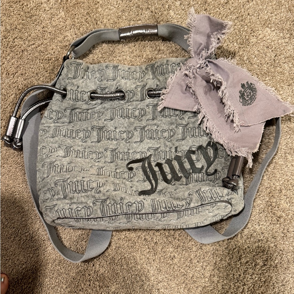 Juicy Couture Gray Structured Shoulder Bag with Signature Logo